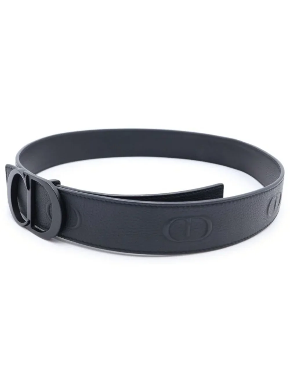 Dior CD Icon CD Buckle Ruthenium Coating Leather Belt Black